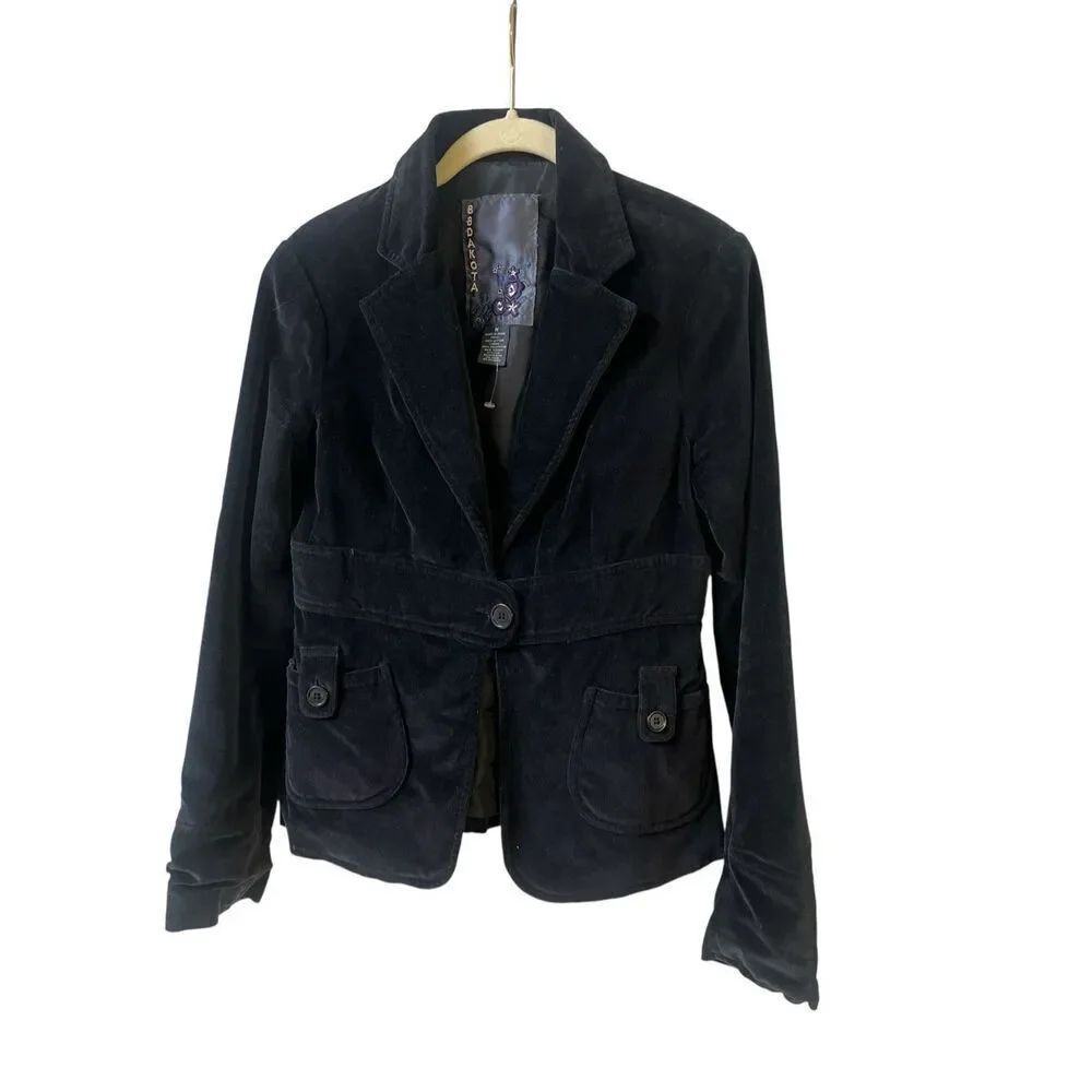 BB Dakota velvet style blazer classic one button retro look Sz Medium